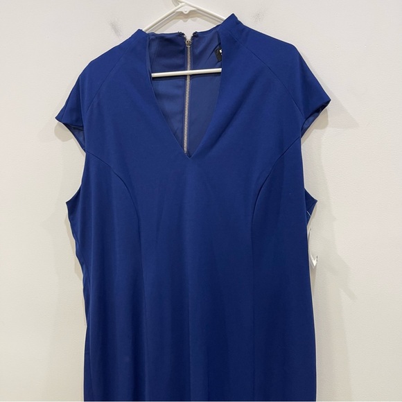 Alexia Admor Katrina Split Neck Ponte Knit Sheath Dress Blue NWT Womens 2X - Picture 2 of 11